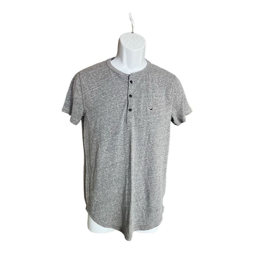 Mens Hollister Must Have Collection Gray Heathered Henley Tee Shirt - Sz XS